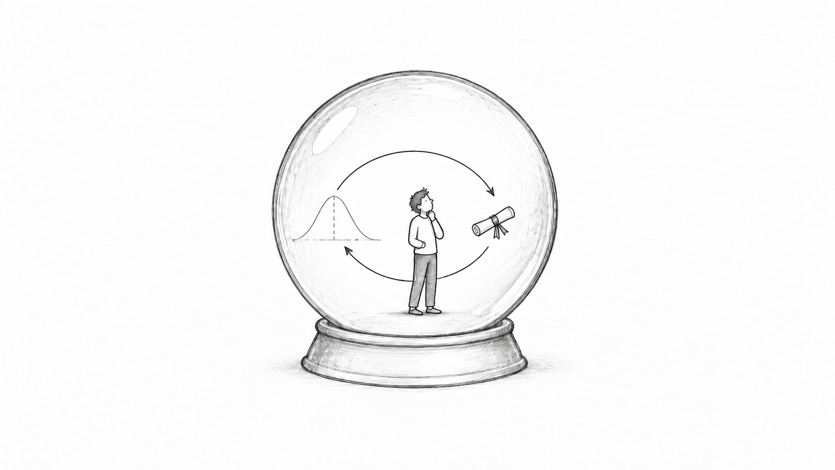 Performative prediction crystal ball illustration
